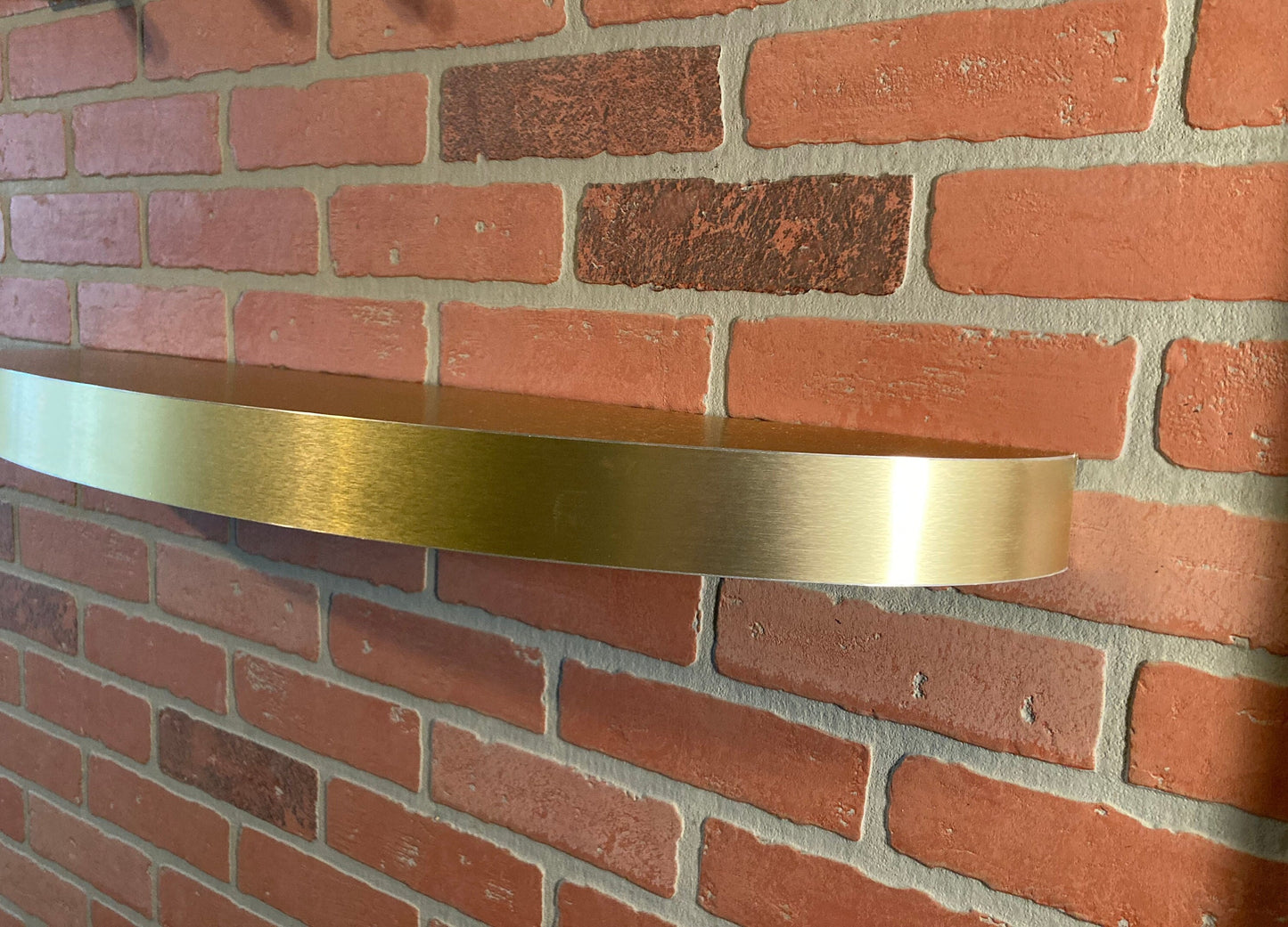 Curved Golden Stainless Steel Floating Shelf, Oval Design