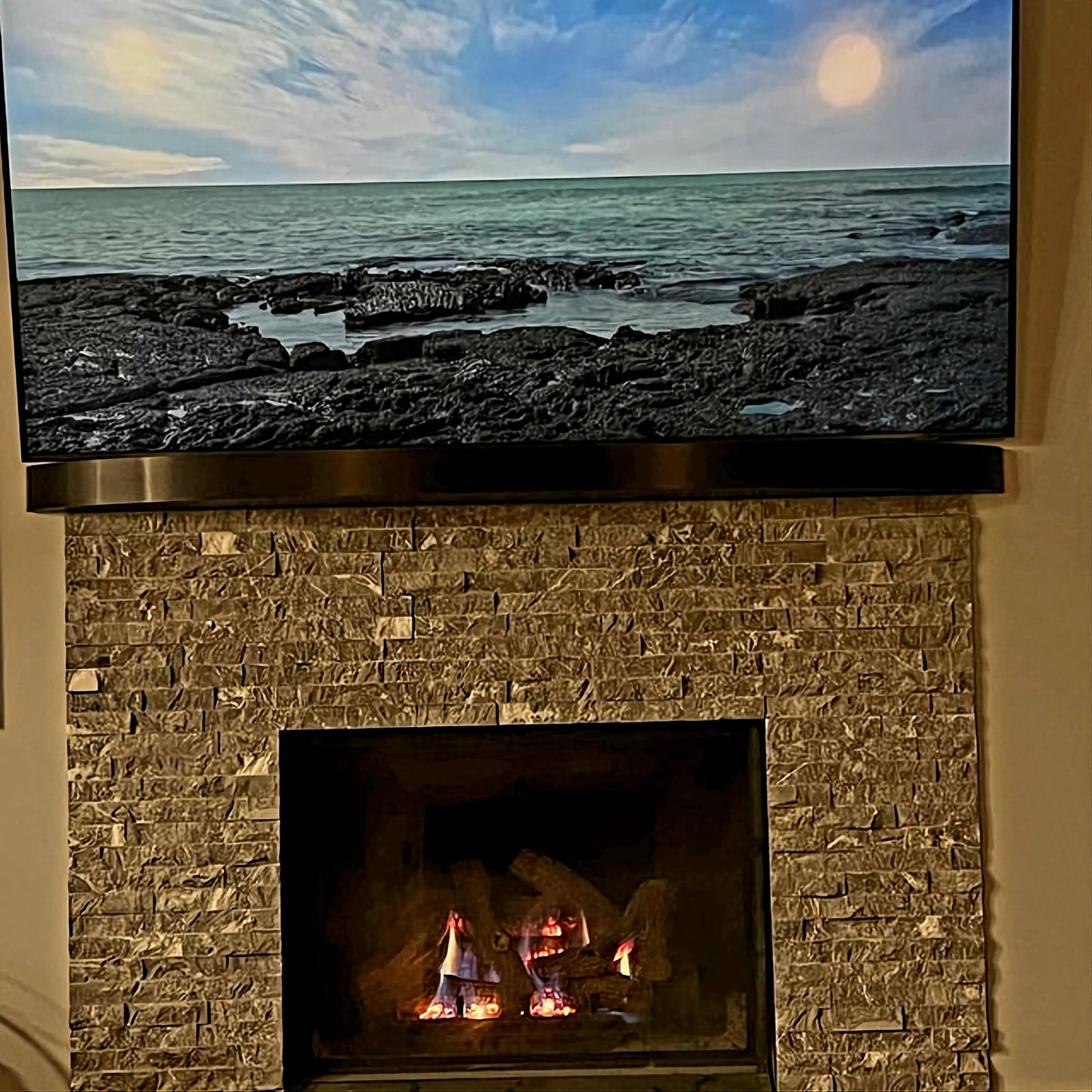 Curved Black Brushed Metal Floating Shelf