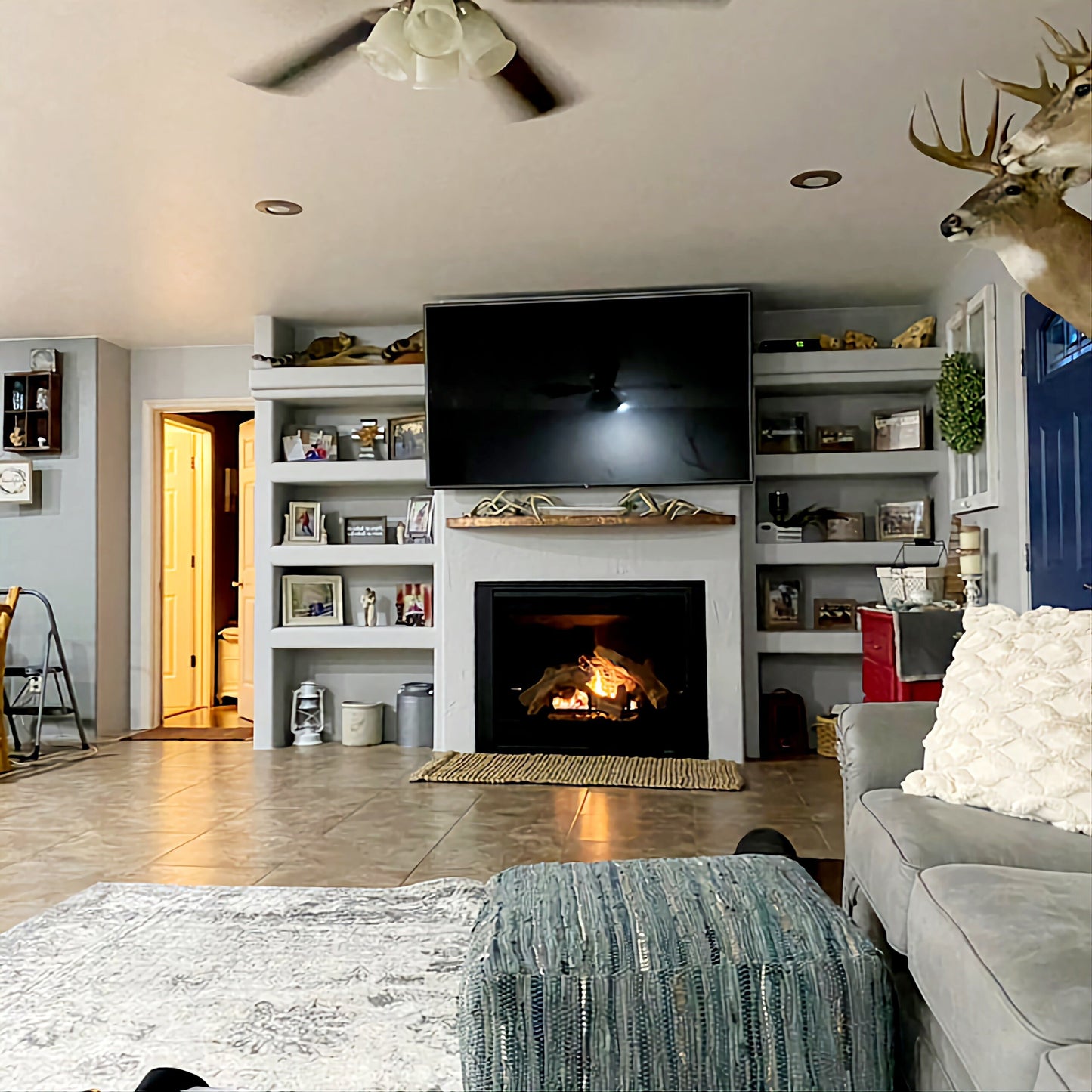 Hammered Oxidized Copper Floating Shelf