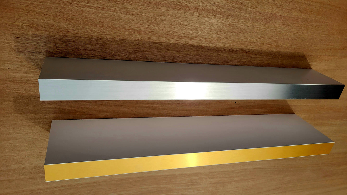 Custom Floating Shelf, Stainless Steel with White Laminate