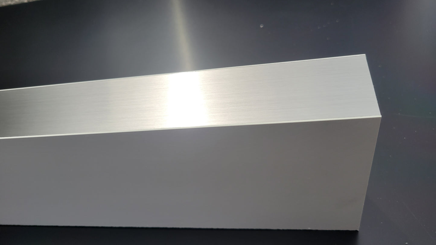 Custom Floating Shelf, Stainless Steel with White Laminate
