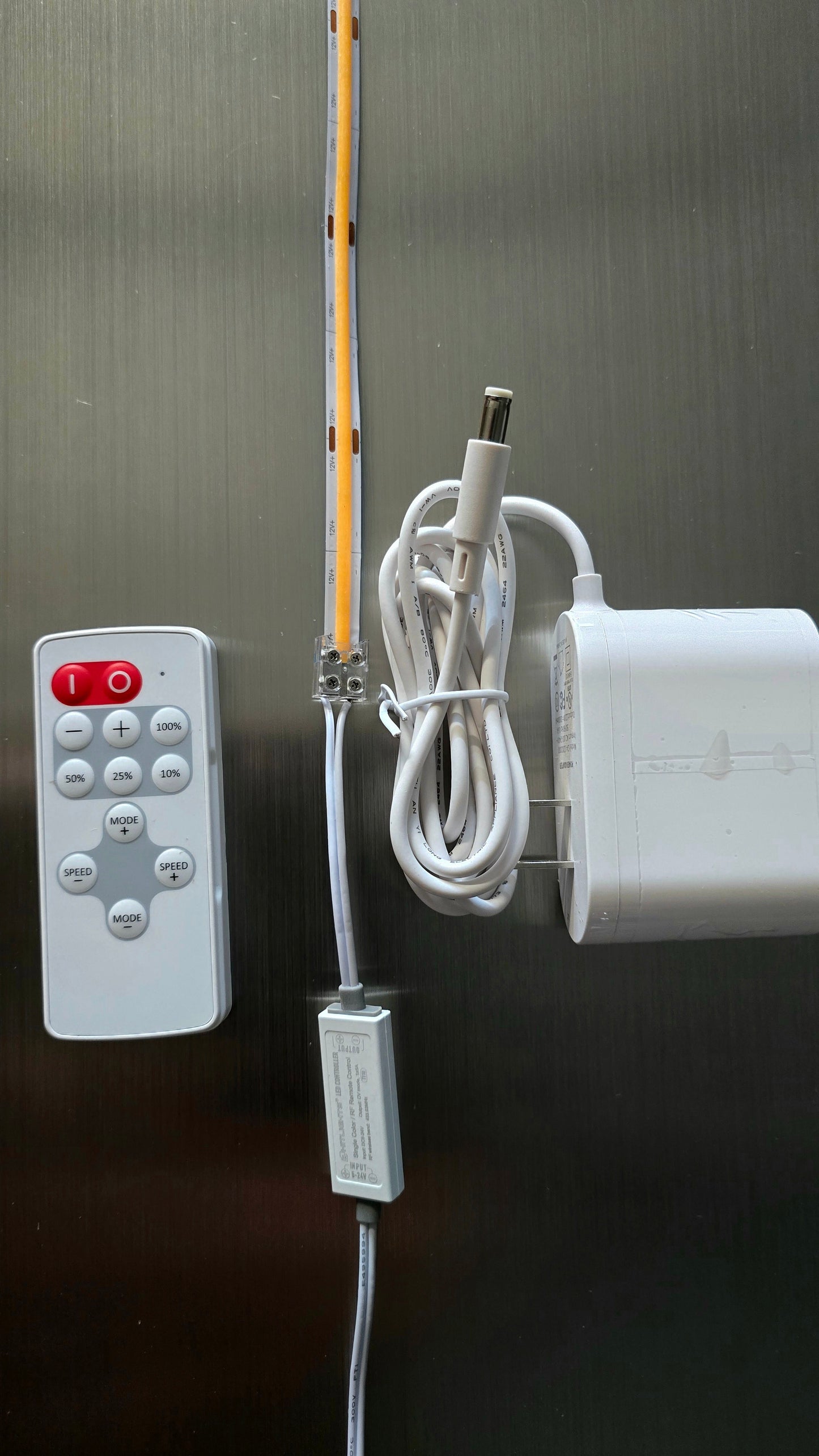 Stainless Steel Floating Shelf with LED Strip (3000K)