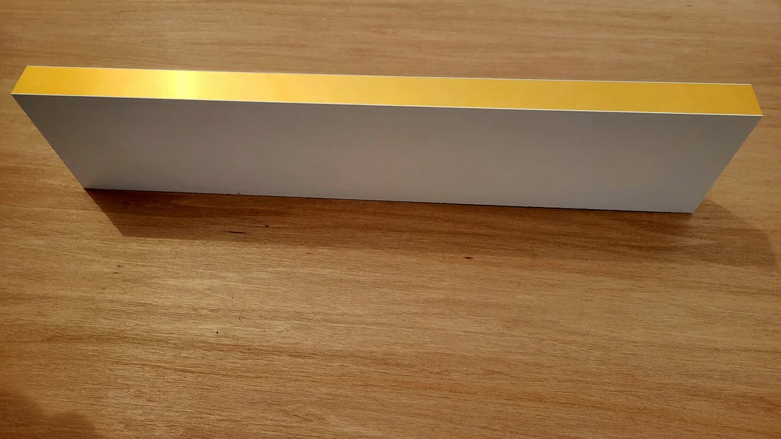 White Floating Shelf with Stainless or Brass Edges