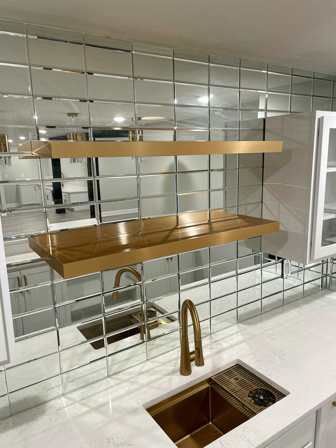 Modern Golden Laminated Floating Shelf