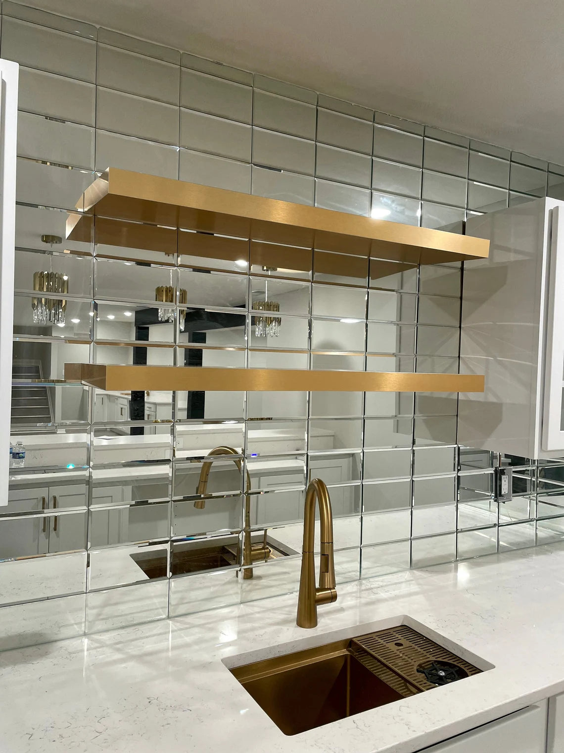 Golden Laminated Wood Floating Shelf