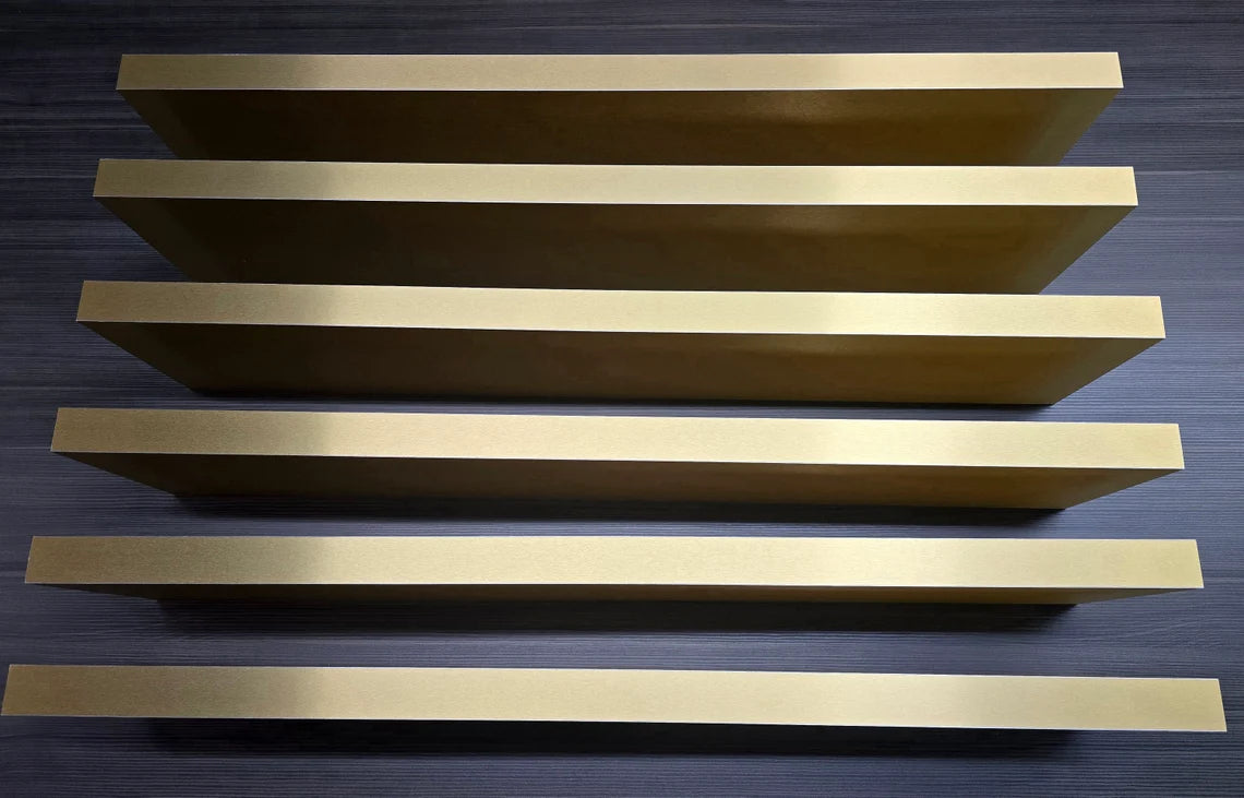 Golden Laminated Wood Floating Shelf
