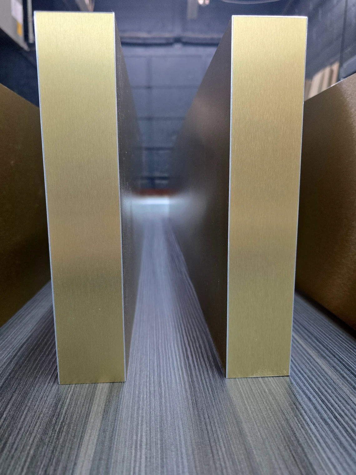 Golden Laminated Wood Floating Shelf