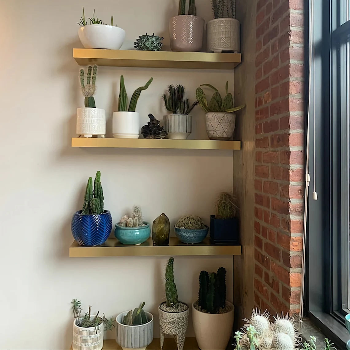 Golden Laminated Wood Floating Shelf