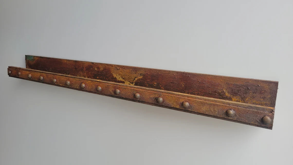 Riveted Rusted Picture Ledge Shelf – Industrial Rustic Style ...
