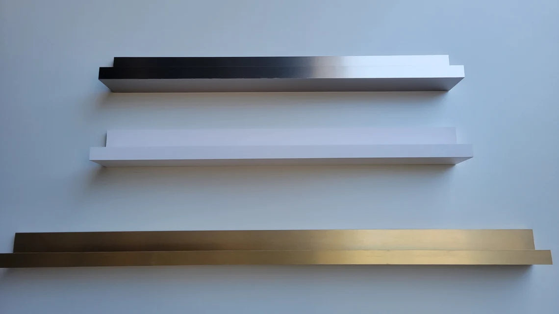 Golden Brass and White Picture Ledge Shelf