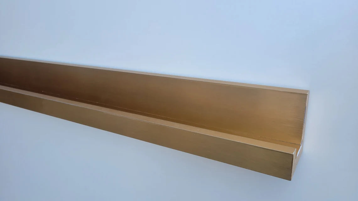 Golden Brass and White Picture Ledge Shelf
