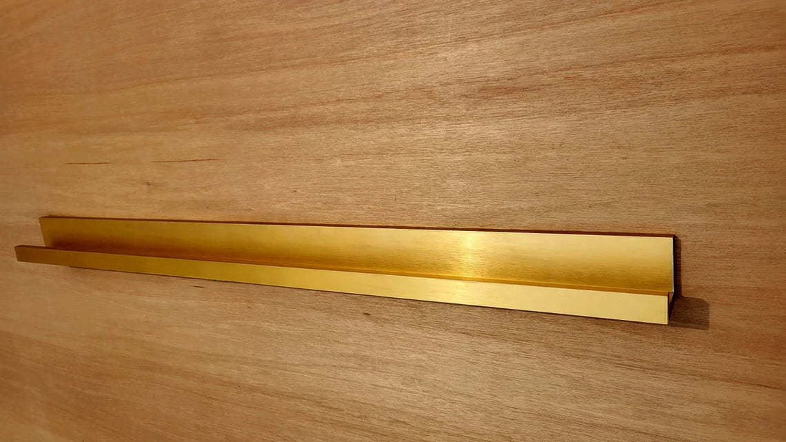 Golden Brass and White Picture Ledge Shelf