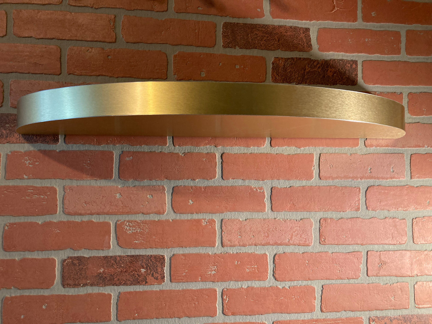 Curved Golden Stainless Steel Floating Shelf, Oval Design