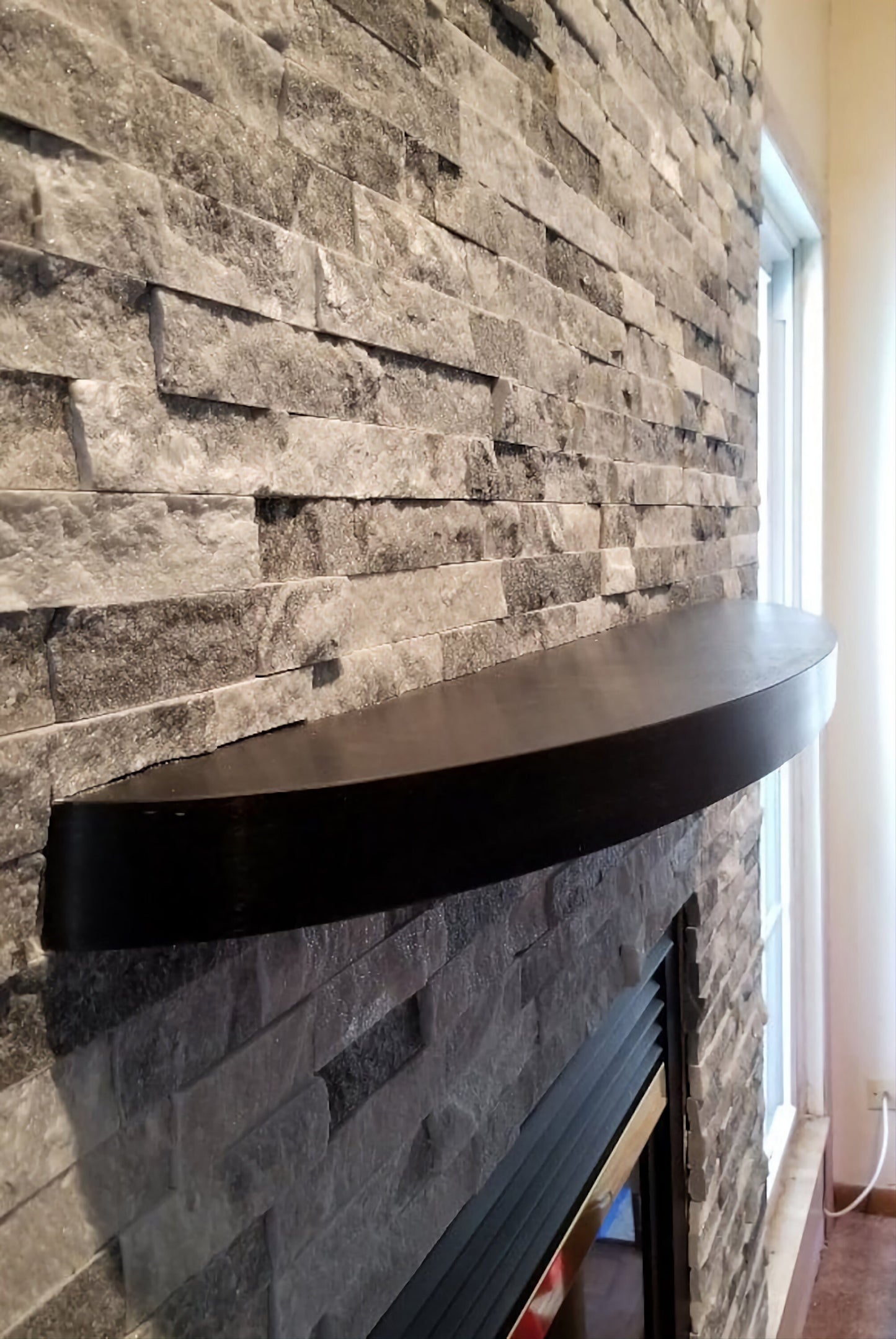 Curved Black Brushed Metal Floating Shelf
