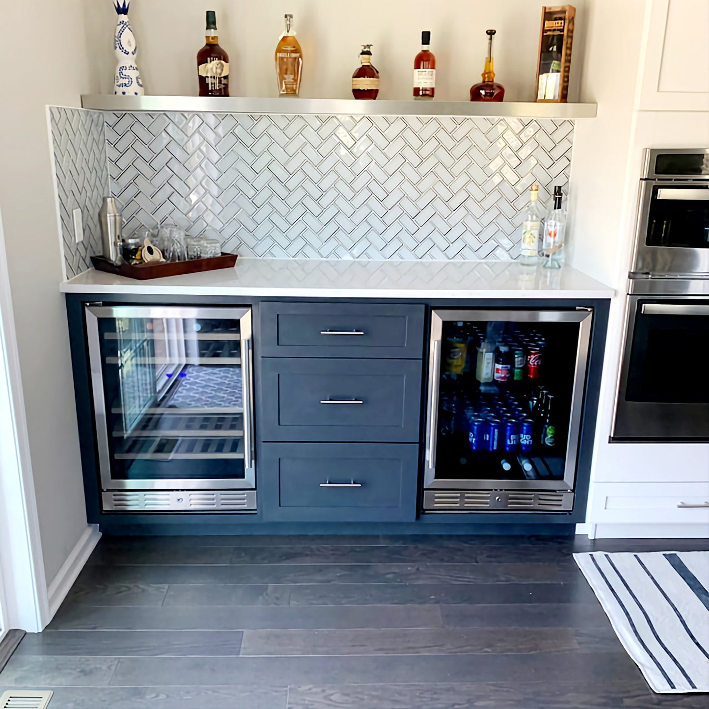 Modern Stainless Steel Floating Shelf, Hairline Finish