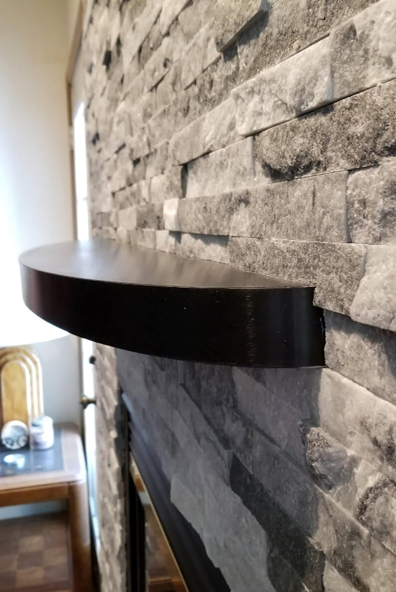 Curved Black Brushed Metal Floating Shelf