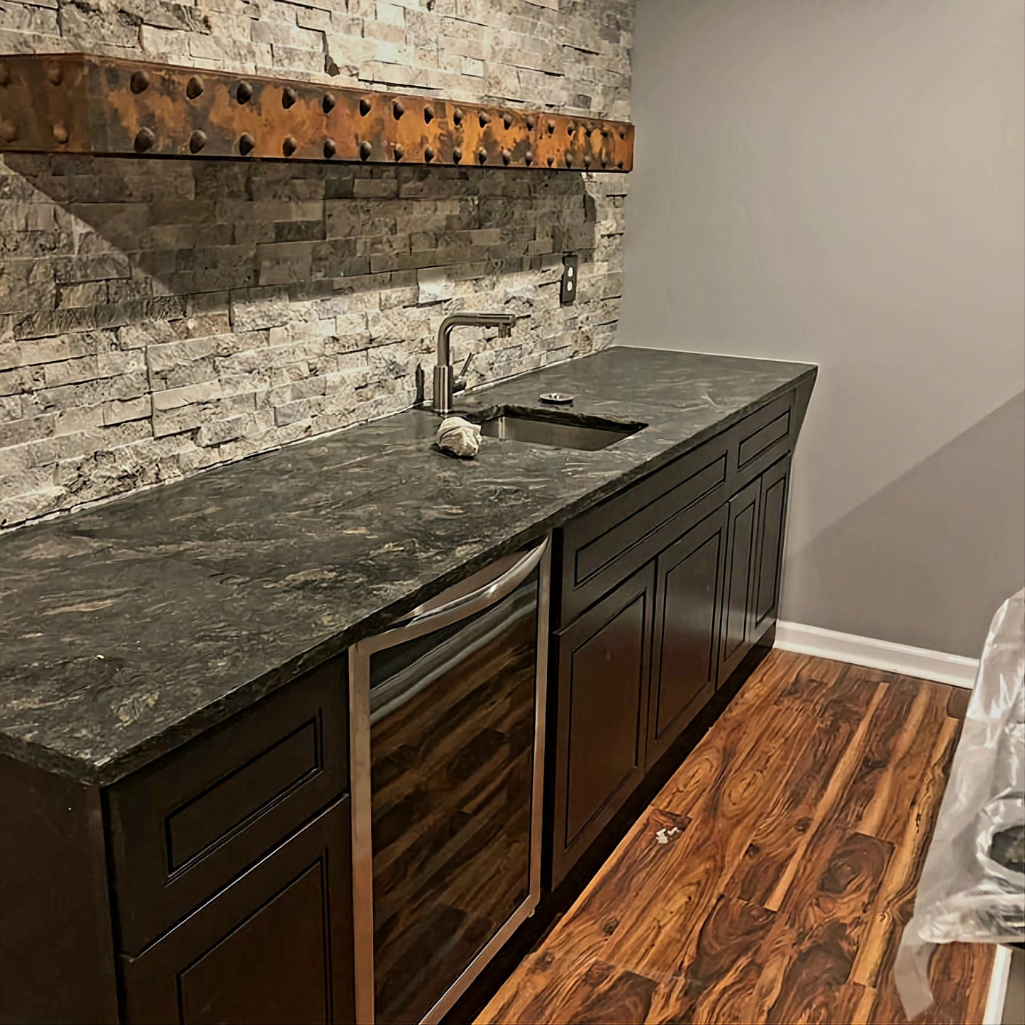 Brooklyn Bridge-Style Riveted Metal Wall Shelf