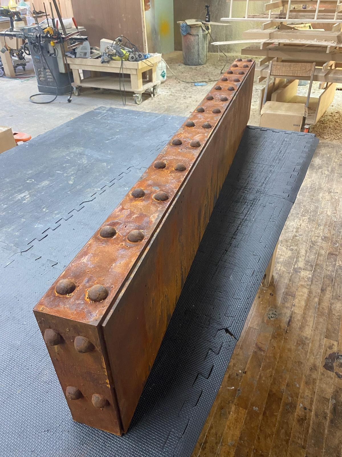 Brooklyn Bridge-Style Riveted Metal Wall Shelf