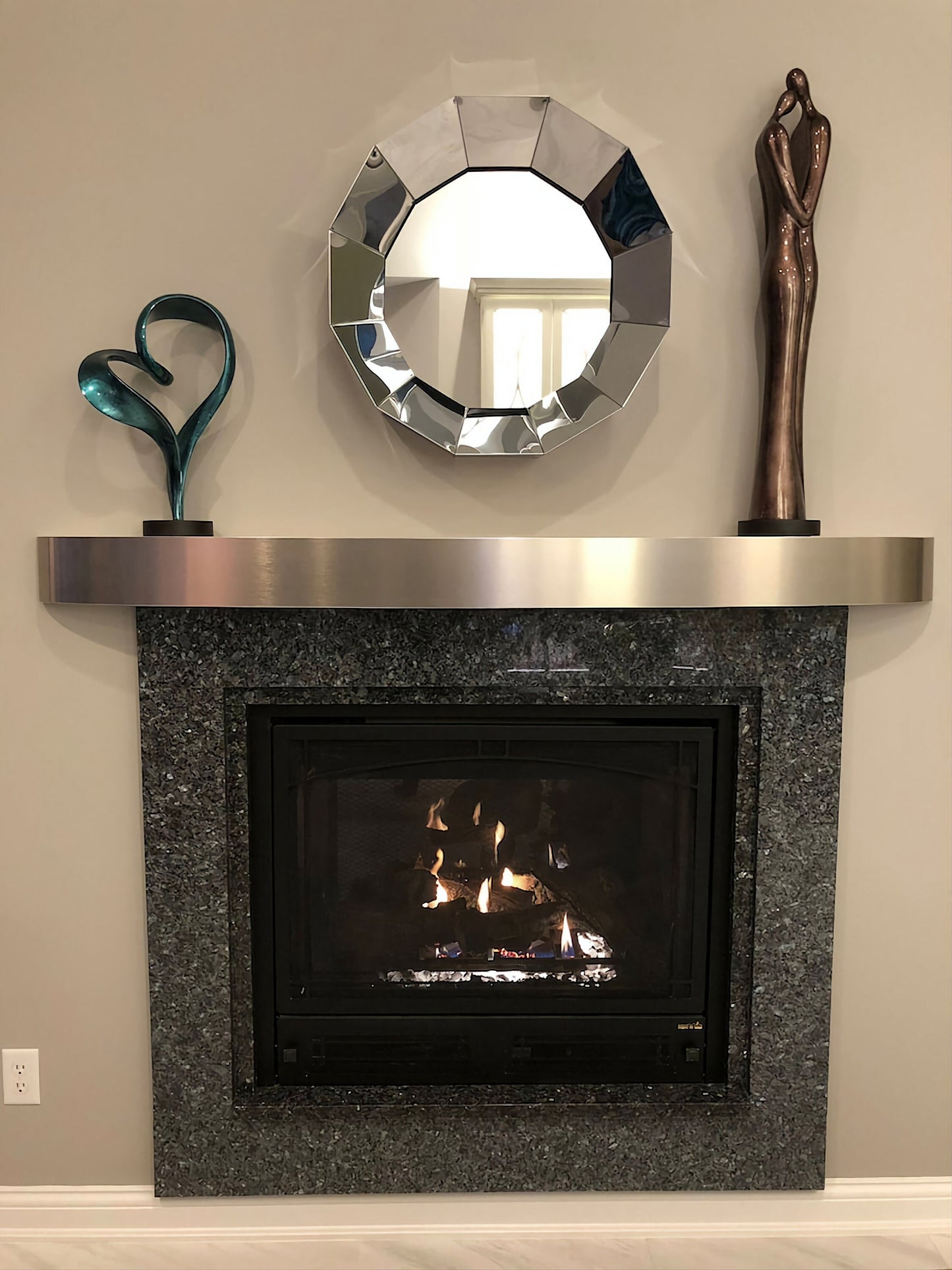 Oval Stainless Steel Floating Shelf with Brackets